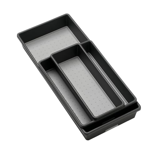 Classic 3 Bin Drawer Organizer Set, Granite (Granite | Plastic)
