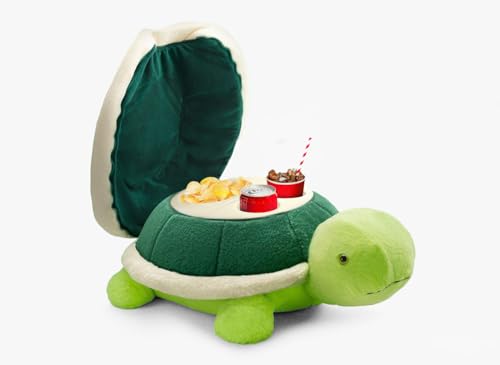 Couch Cup Holder Pillow Tray & Caddy,Headrest and Giant Turtle Stuffed Animal-For Sofa, Bed, Car,Camping, Double Smooth zippers for the shell, soft plush.Spill-Proof Machine Washable tray (23inches)