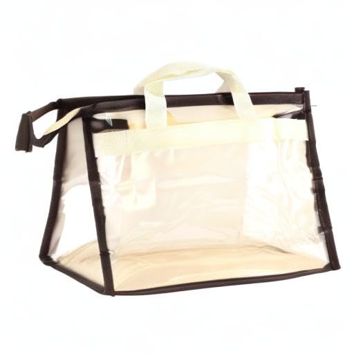 18 Pack 3 Sizes Clear Handbag Storage, Clear Purse Protector Bag with Zipper and Handle Purse Storage Dust Bags for Closet, Beige and Transparent