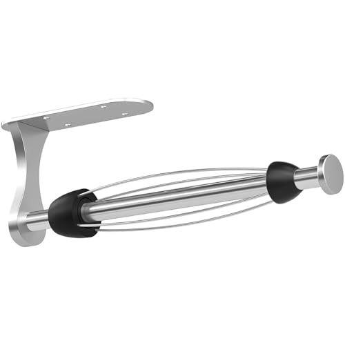Paper Towel Holder Under Cabinet, One-Handed Tear,... (Silver)