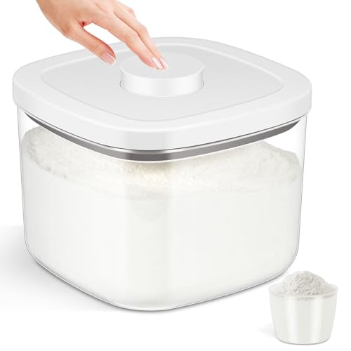TBMAXS Airtight Rice Container 10 Lbs, Clear Plastic Food Storage Container Bin For Flour Sugar, Dry Food Holder with Easy Locking Lid for Kitchen Pantry Organization and Storage