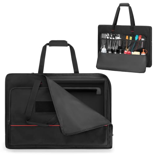 HODRANT Full-Size Griddle Storage Bag ith Pockets & Handles | Padded Flat Top Cover Compatible with Weber Spirit 300 Series & Genesis 300 Series Griddle, for Camping & Travel, Bag Only