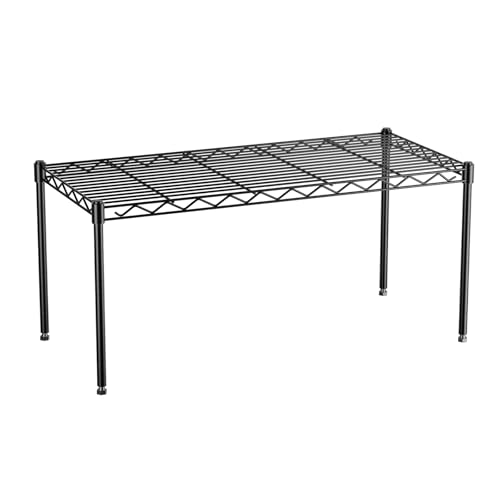1-Tier Wire Shelf Rack,30" Wx14 Dx17 H,Single Meta... (Black | Alloy Steel)