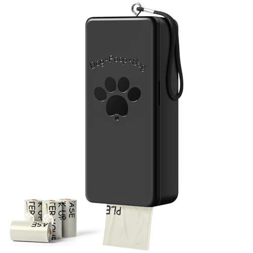 qeerable Dog Poop Bag Dispenser, Wall-Mounted Dog Bag dispenser Outdoor or Indoor for Doggy and Pets, Black Poop Holder for Yard and Park, Included 4 Rolls (60 Bags)