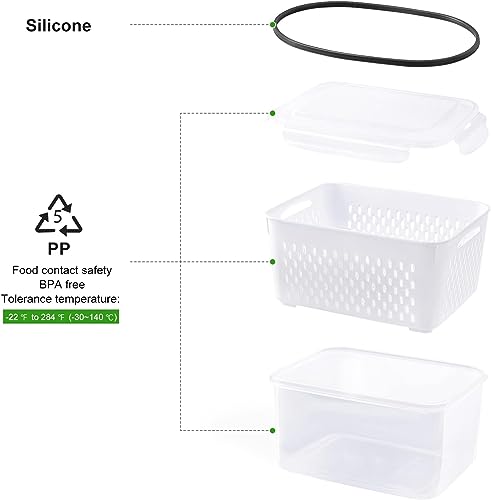 Fruit Storage Containers for Fridge with Removable Colander 8 pcs