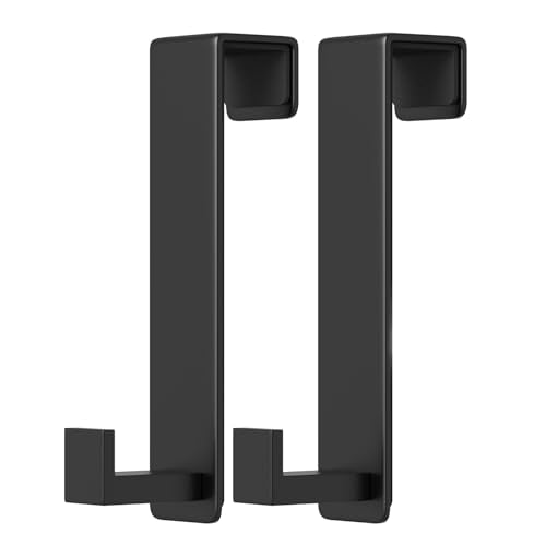 2-Pack Over The Door Hooks - Rustproof Stainless S... (Black | Stainless Steel)