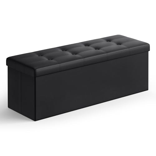 MAZIE Collection - 43 Inches Folding Storage Ottom... (Black | Wood)