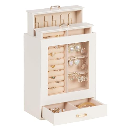 Display Jewelry Box for Girls: Starter Organizer w... (White + Gold | Polyurethane)