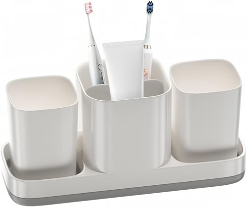 Toothbrush Holder for Bathroom,Bathroom Toothbrush Holder Set,Kids Toothbrush Holder with 2 Cups,Toothbrush Holder Travel,Electric Toothbrush Holder for Bathroom