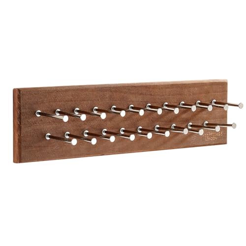 TreeHouse London Tie Rack Organizer – Holds 40 Large Ties – Solid Wood & Sturdy Metal Storage Holder for Closet – Wall Mounted Tie Display Hanger for Wall, Bedroom - (Walnut Tie Rack) 16" L X 4.25" H