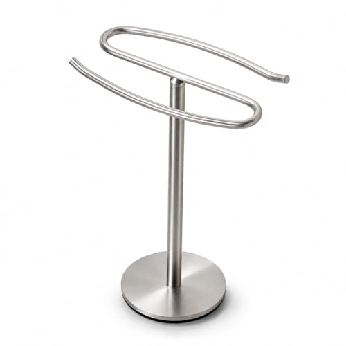 Brushed Nickel Hand Towel Holder Stand,13 Inch Free-Standing Towel Rack, SUS304 Stainless Steel Towel Bar Rack Stand, Tower Bar for Bathroom Kitchen Vanity Countertop…