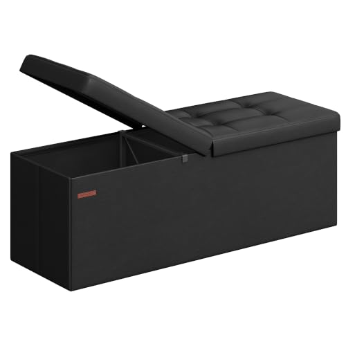 MAZIE Collection - 43 Inches Storage Ottoman Bench... (Black)