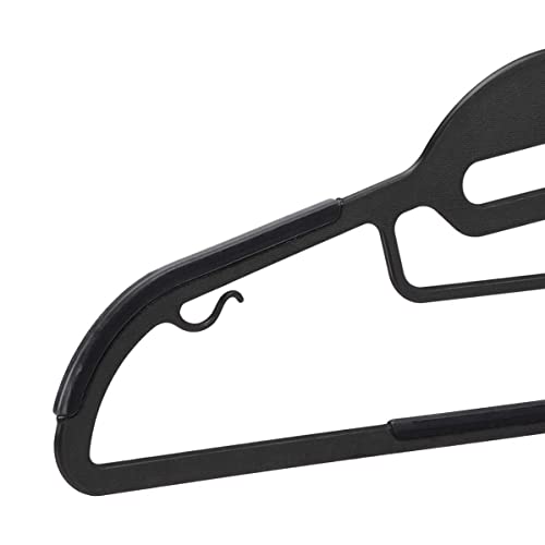 Amazon Basics Non-slip Heavy Duty Space Saving Plastic Hangers with Rubber and Horizontal Bar, Lightweight, Gray, Pack of 50