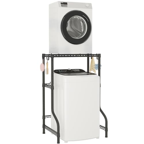 U16 Upgraded Washer Dryer Stacking Rack for Narrow... (Black | Metal)