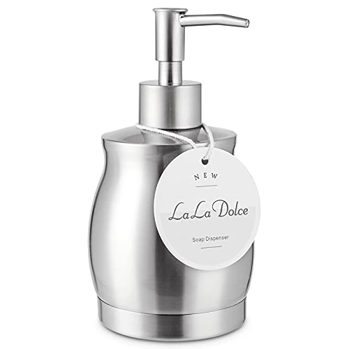 Stainless Steel Countertop Soap Dispenser Liquid Bottle and Pump, Suitable for Various Places Such as Kitchen and Bathroom (Brushed Nickel, 390 ml/13 oz)