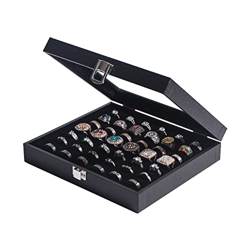 Ring Organizer Display Case,Black Jewelry Storage... (Black | Glass, Velvet)