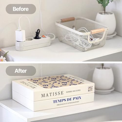 Decorative Cable Management Box - Book Shape Cord Organizer Box with Magnetic Closure for Home & Office (GoghMonet, Standard)