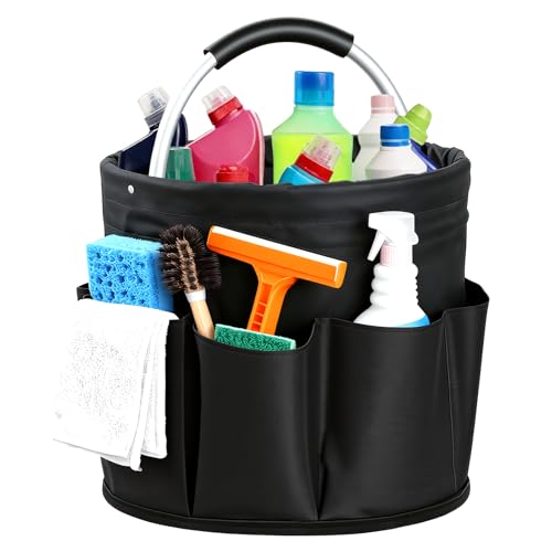 Cleaning Caddy with Handle, for Cleaning Supplies... (Black | Oxford cloth)