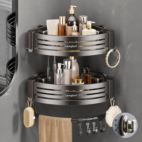 Corner Shower Caddy Suction Cup, Gray (2 Pack) (2 Count | Gray(2 Pack) | Aluminum)