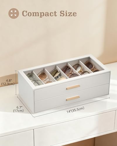 Lolalet Sunglasses Storage Box for Women | Eyewear Eye Glass Sun glass Storage Box with Clear Top Lid Display Holder Case for Eyeglass Watch Jewelry