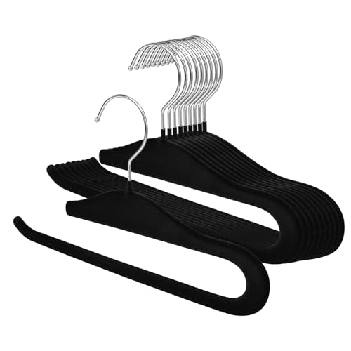 Velvet Pants Hangers,10 Pack Non Slip Space Saving... (10 Count | Black | velvet)