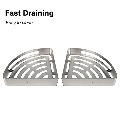 NearMoon Bathroom Shower Caddy 2 Pack, 304 Stainless Steel Shower Organizer with 2 Hooks, No Drill (Corner Shelf, Brushed Nickel)