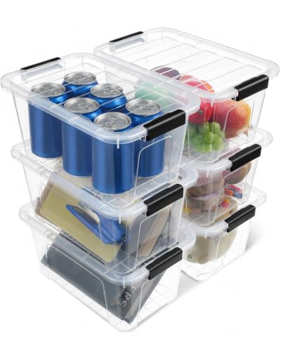 Plastic Storage Bins with Lids 6 Pack, 7 Quart Sto...