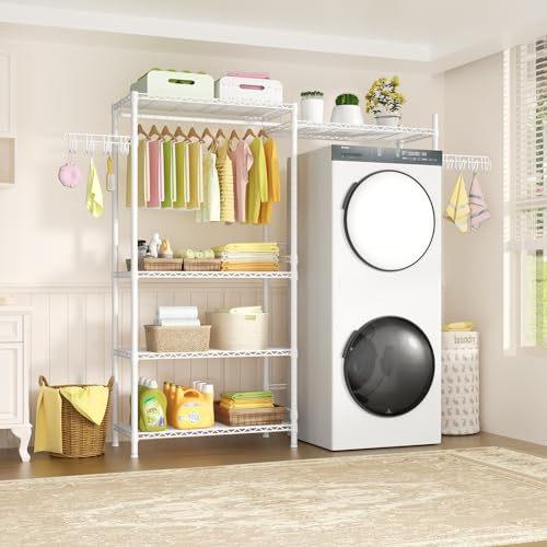 U5 Over the Washer and Dryer Storage Shelf, Laundr... (White | Metal)