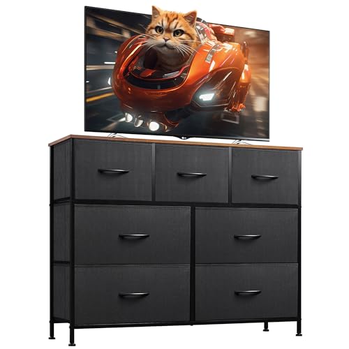 Dresser for Bedroom, 7 Drawers, TV Stand, Rustic B...