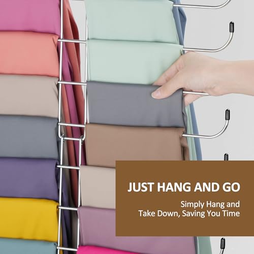 2 Pack Legging Hanger, Legging Organizer for Closet | Sturdy Metal Yoga Pants Hanger for Women's XS-XL and Girls' Leggings, Holds Up to 40 Pairs, Hanging Space-Saving Storage Rack