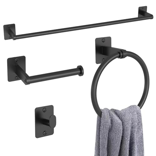 Black Bathroom Accessories Set, 4-Piece Bathroom H...
