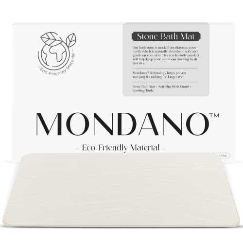 Stone Bath Mat, Quick Dry Non Slip Diatomaceous Ea... (Pebble White)