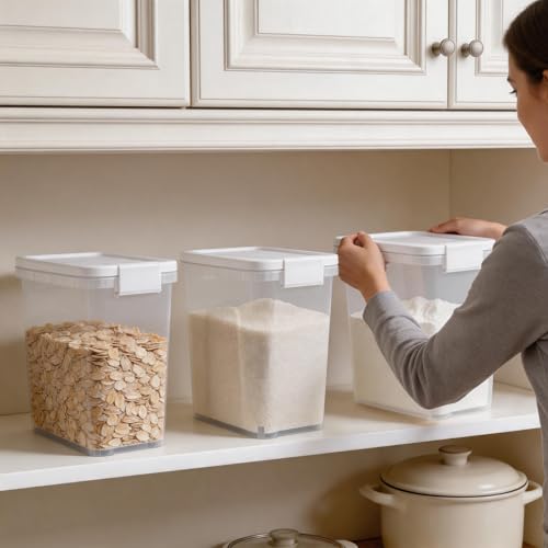 Rice Storage Container 10-15 Lbs, Airtight Flour Dry Food Bin with Scoop