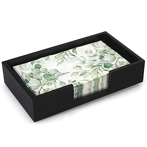 Black Wooden Napkin Holder for Bathroom Paper Hand... (Black Wood | Wood)