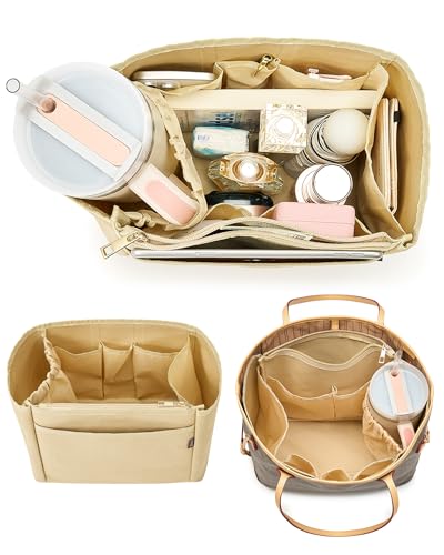 Tote Bag Organizer Insert with Stanley Cup Holder... (Beige | Canvas, Nylon)
