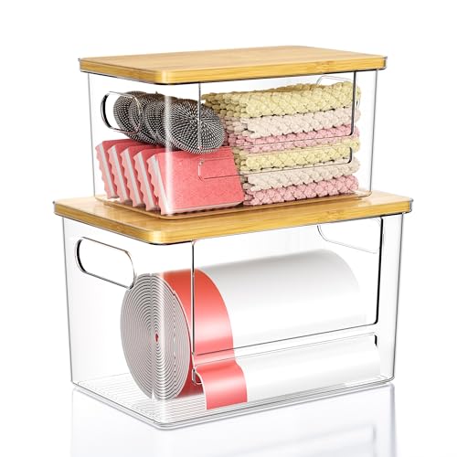 Trash Bag Dispenser 2 Pack, Stackable Trash Bag Ho... (Clear | Plastic)