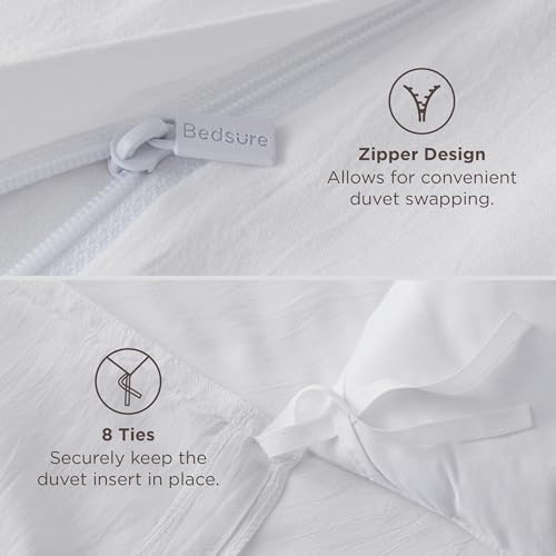 Bedsure White Duvet Cover King Size - 3 Pieces Prewashed Cotton-Like Polyester Extra Soft Bedding Set, Includes 1 Duvet Cover 104x90 Inches with Zipper Closure & 2 Pillow Shams, Comforter Not Included