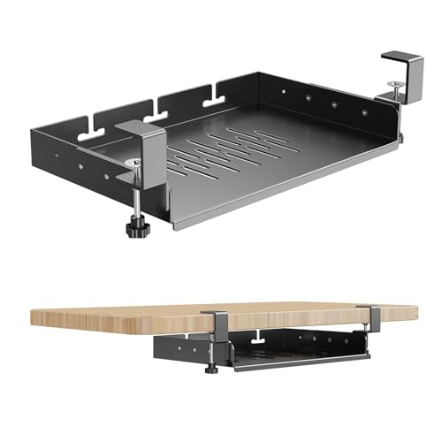 No Drill Under Desk Laptop Mount, Metal Under Desk... (Black | alloys)