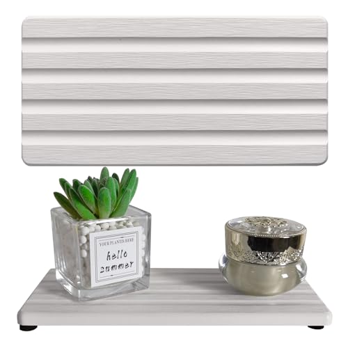 2 PCS Water Absorbing Stone Trays for Bathroom Sin... (2 Count | White | Diatomite)