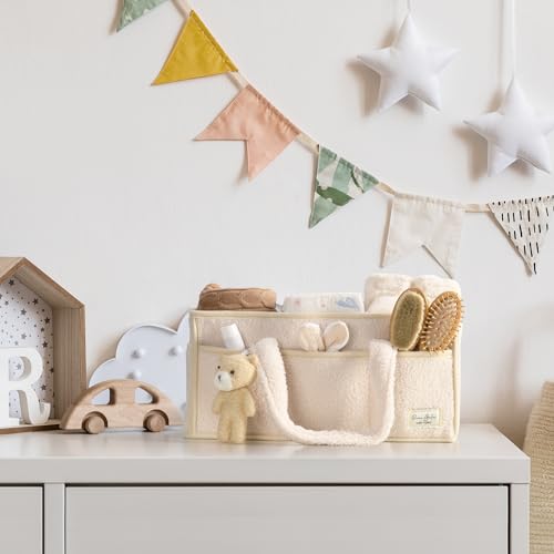 Baby Diaper Caddy Organizer with Handle, Boy & Girl Shower Gift Basket, Portable Diaper Storage Basket Bin for Wipes, Newborn Baby Essentials Registry Search Must Haves, Car Caddy Organizer