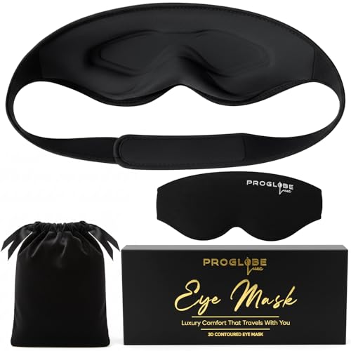 Luxe Luxury Sleep Mask for Back & Side Sleepers, 100% Light Blocking 3D Eye Mask with Zero Pressure Eye Cups, Lash-Friendly, Soft Breathable Night Mask for Travel & Naps, Black