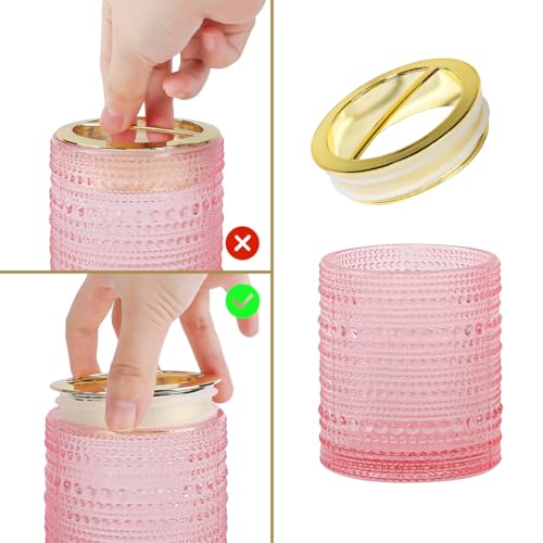 Pink Glass Toothbrush Holder, Bathroom Toothbrush Holder Set, 2pcs 10oz Tumbler Cup, Toothbrush and Toothpaste Holder with Gold Divider, Bathroom Storage Canisters Organizer for Decor