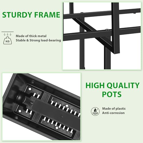 Plastic Raised Garden Bed Outdoor with Legs 43x17x... (Black | Metal, Plastic)