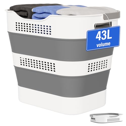 43L(11.5Gallon) Collapsible Plastic Laundry Basket...