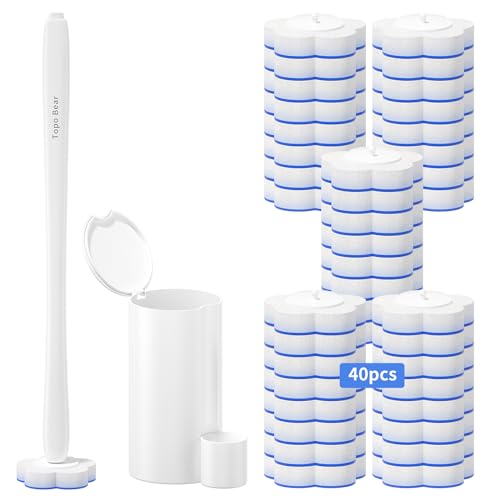 Disposable Toilet Bowl Brush with 40 Toilet Wand R... (Wihte)