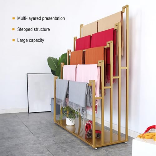 Floor Standing Scarf Display Stand Towel Rack (80X40X150CM) | Metal Freestanding Scarf Holder Organizer Commercial Clothing Retail Store Sheets Suit Pants eco-friendly painted surface
