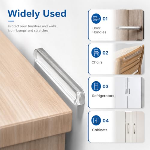 ZOMPAGO Clear Silicone Furniture Pads 30PCS Cabinet Bumpers Protection | Silicone wall protector,sound dampening,anti-slip,fit table,hardwood floors,chair legs,wall scratch