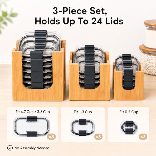 Bamboo Lid Organizer Rack for Rubbermaid Brillianc... (Natural Bamboo | Bamboo)