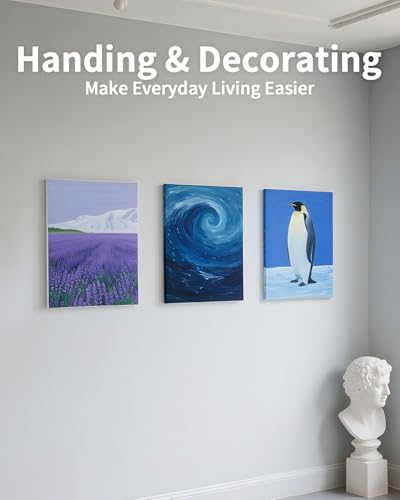 10 Drywall Canvas Hangers Claw Hooks Heavy Duty Damage Free | Holds up to 40 lb 18"x24" Large Canvas Picture Frame Hanger Kit - Wall Hanging Hook Easy Removable for Room Décor