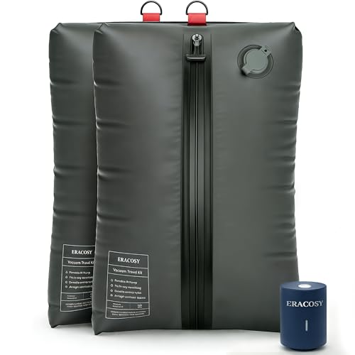 Travel Vacuum Bags with Pump, Compression Bags, Wa... (2 Count | Black | Nylon)